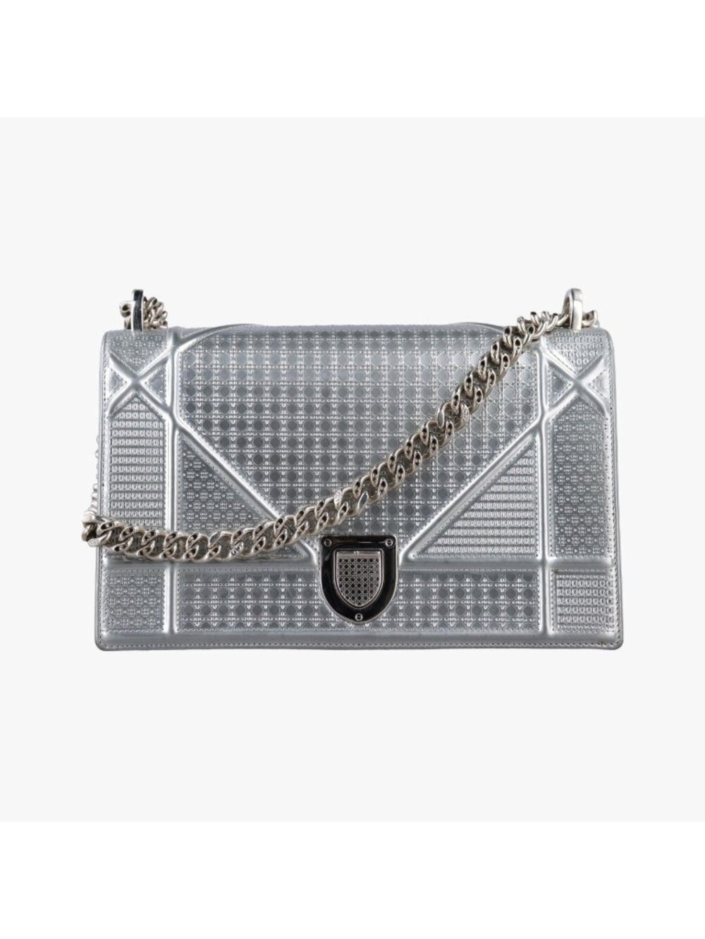 Dior Diorama Silver Leather Shoulder Bag